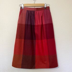 Vintage Red Plaid Union Made Wool Skirt